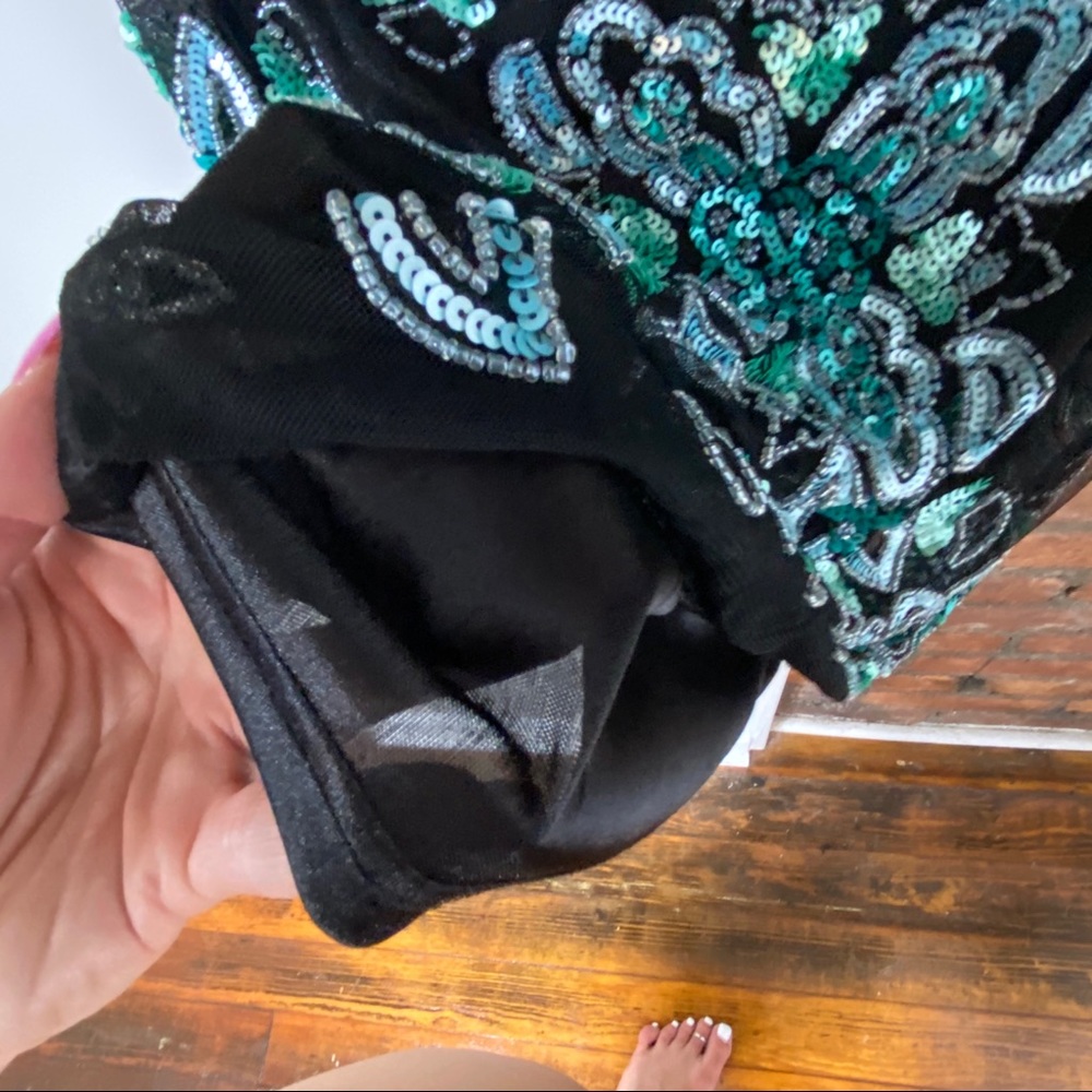 Aidan Mattox Vintage Beaded Sequin Mesh Long Sleeve Mini Cocktail Dress Size 2 - Picture 8 of 11